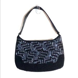 Inge Christopher Black Beaded Evening Purse